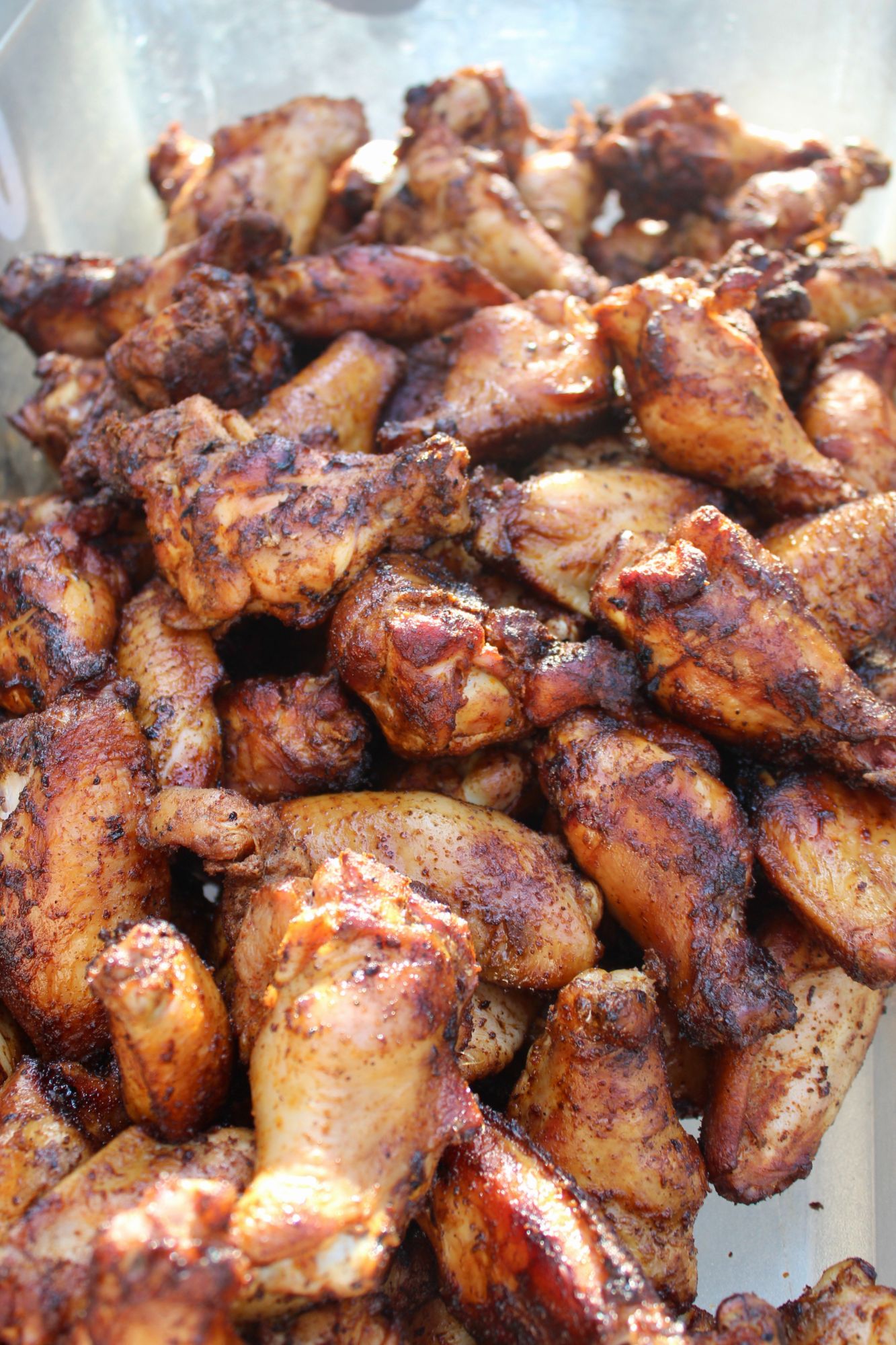 Trays of smoked wings